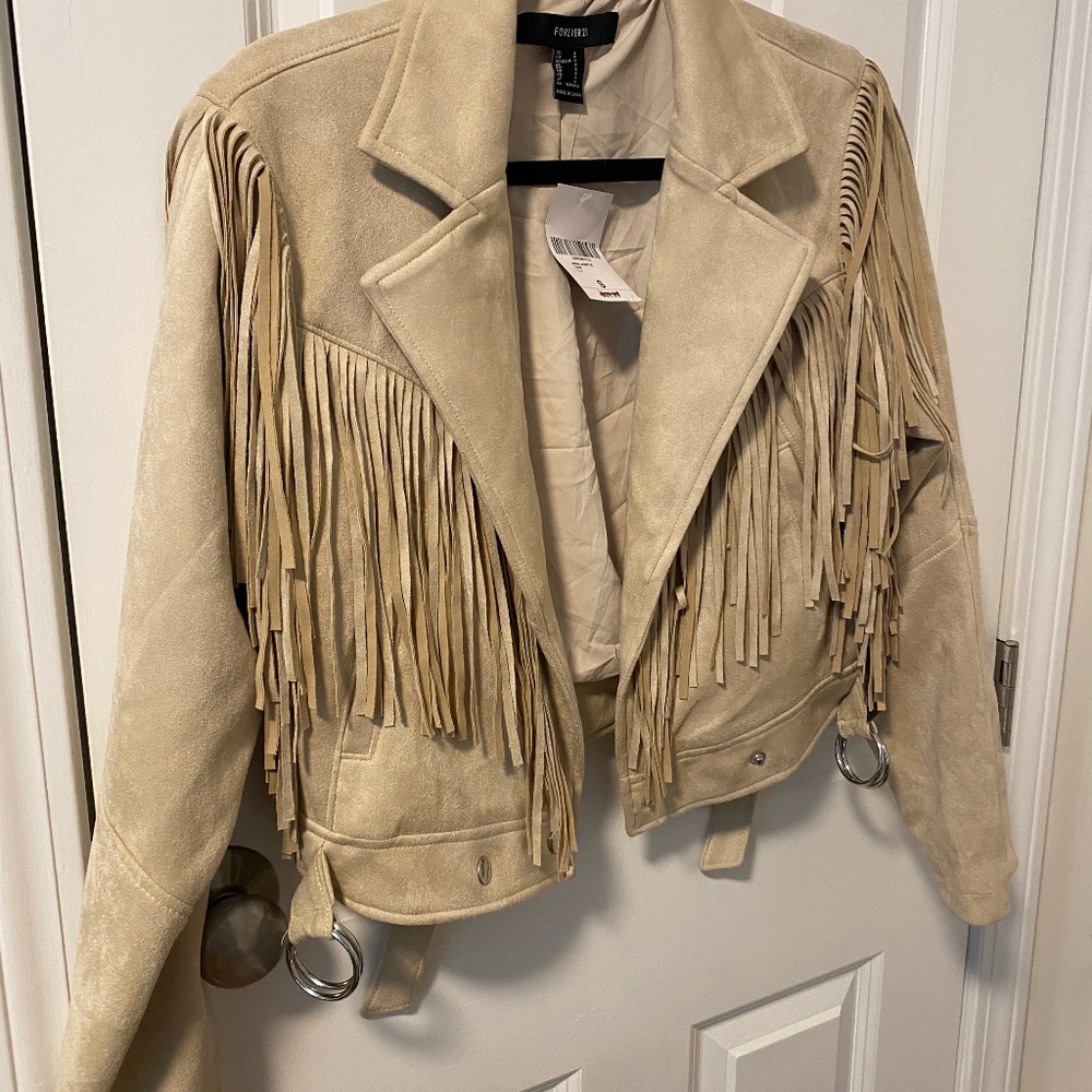 F21 fringe jacket
